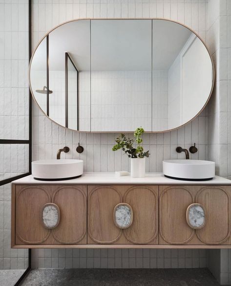 Zuster (@zusterfurniture) posted on Instagram • May 9, 2022 at 9:59am UTC Grey Vanity Bathroom, 2023 Powder Room, Bathroom Tile Ideas Floor, The Hamptons Houses, Modern Bathroom Tiles, Wellness Bathroom, Herringbone Tile Bathroom, Vanity Bathroom Ideas, Latest Bathroom Tiles