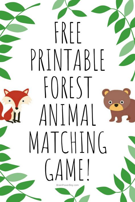 This adorable forest animal matching game is perfect to add to your preschool forest theme in the classroom or in your homeschool. Free printable! Animal Memory Game, Forest Animals Preschool, Forest Animal Crafts, Forest Preschool, Animal Matching Game, Forest Animals Theme, Forest Games, Cute Forest, Activities For Boys