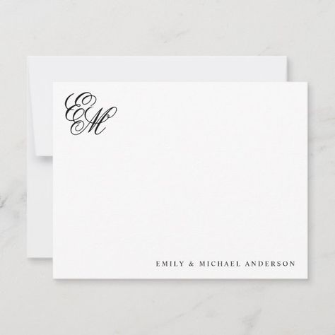 Stylish Classic Monogram Script Couple Stationery Note Card Classic Monogram, School Notebooks, Newlywed Gifts, Kids Nursery Decor, Free Birthday Invitations, Free Birthday Invitation Templates, Kids Stationery, Hair Accessories Jewelry, Clothing Labels