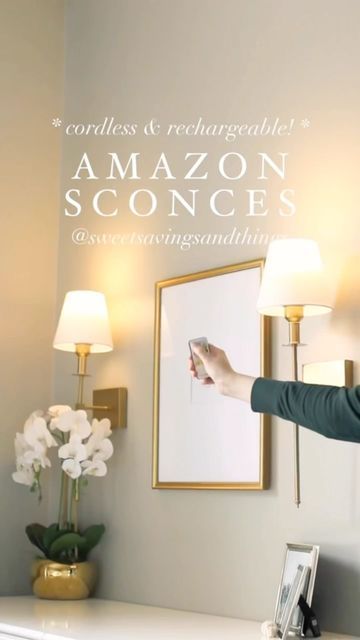 Sweet Savings and Things ™️ on Instagram: "💡Budget friendly set of sconces ($117 for a pair as of me posting!) that code with remote control operated m, USB rechargeable light bulbs offer cord free lighting anywhere in your home! More info below! 🎀TO SHOP: Click the link in my profile above and tap “⭐️Shop My Instagram Posts” (Commissionable link) ⭐️This set of 2 sconces is under $120, can be assembled in 10 minutes or less, and provides the most STUNNING cord-free lighting for any space in yo