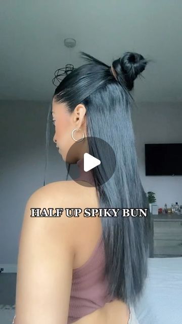 Alisha Kaur on Instagram: "half up hairstyle🤎 #hairtutorial #hairstyle #tutorial #hairstyles #hairinspo #hairideas #sleekbun #viralhairstyle #sleekhair #explore #reels" Half Up Spiky Bun, Half Up Half Down Spiky Bun, Spiky Bun, Tutorial Hairstyles, Half Up Hairstyle, Half Bun, Sleek Bun, Hairstyle Tutorial, January 3