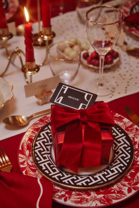 H&M HOME Christmas 2023: A Glittery and Joyful Holiday Season 13 Red Table Settings, Bubble Tree, Holiday Lunch, Pearl Garland, Sequin Table Runner, Hm Home, Gold Tray, H And M, Red Table