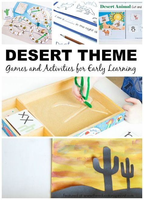 Desert Theme Games and Activities for Early Learning. Desert art, desert writing and more. Great for learning centers.  Desert activities recommended for use with Ages 3-8 Arizona Preschool Theme, Desert Biome Activities, Desert Homeschool Unit, Desert Habitat Activities, Desert Biome Project Ideas, Preschool Habitats, Desert Animals Activities, Desert Classroom, Desert Activities