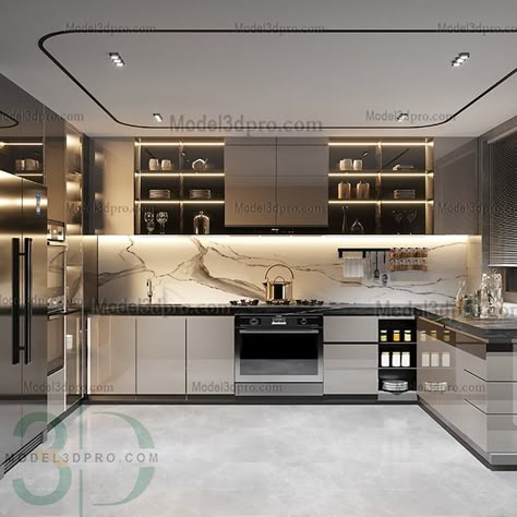 Kitchen 3d model free - 3D models - Free 3D Models - 3d model - Free 3d Elegant Kitchens Luxury, Kitchen 3d Design, Luxury Kitchen Design Modern Interiors, Modern Elegant Kitchen, Kitchen Interior Design Modern Luxury, Kitchen Interior Modern Luxury, Modern Kitchen Design Images, Kitchen Luxury Modern, Model Kitchen Design