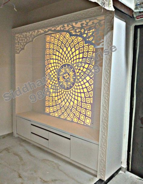 Acrylic Mandir, Corian Mandir Design, Dev Ghar, Corian Material, Mandir Ideas, Corian Temple, Corian Design, Wooden Temple For Home, Wooden Temple