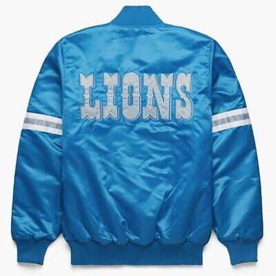 NFL Detroit Lions Vintage 80s Sky Blue Satin Letterman Baseball Varsity Jacket  | eBay Racing Jackets, Nfl Detroit Lions, Varsity Letterman Jackets, Starter Jacket, Team Jackets, Retro Sports, Baseball Varsity Jacket, Racing Suit, Aviator Jackets