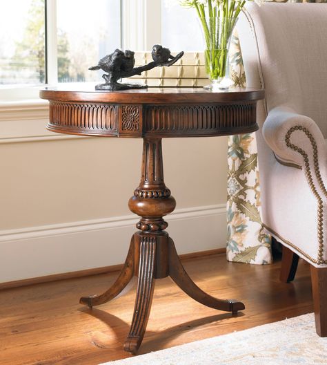 Hooker Furniture Living Room, Round Living Room, Pedestal Side Table, Round Accent Table, Seven Seas, Wood Pedestal, Living Room Accent Tables, Living Room Side Table, Wood End Tables