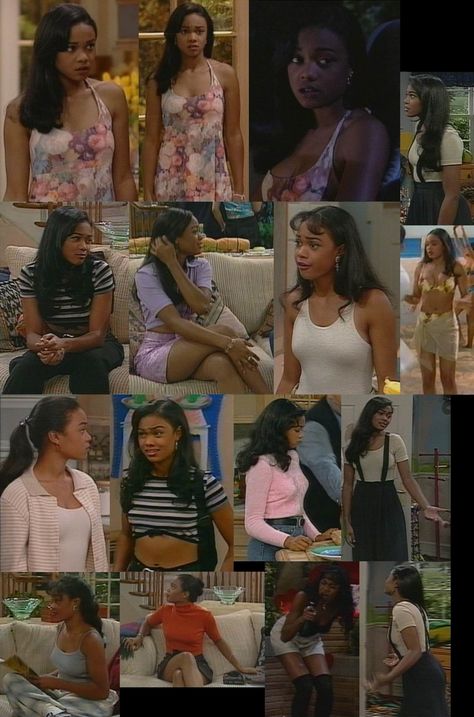 Tatiana Ali 90s, Tatiana Ali, Fresh Prince Outfits, Prince Outfit, Tatyana Ali, Prince Clothes, Fresh Prince, Aesthetic Hair, Style Board