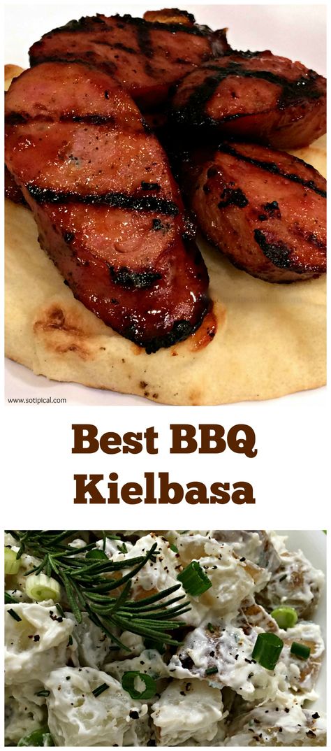 Bbq Kielbasa, Grilled Kielbasa, Kabasa Recipes, Kielbasa Recipe, Barbecue Side Dishes, Kielbasa Recipes, Side Dishes For Bbq, Salad With Sweet Potato, Roasted Meat