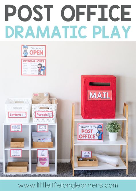 Post Office Dramatic Play for letter writing unit of work | Prep and Foundation letter writing | Write a letter or post a postcard | Imaginative play ideas for the early childhood classroom | Printables for Australian Teachers - Prep, Foundation, Kindergarten and Toddler play ideas | Post Office Dramatic Play, Office Dramatic Play, Play Printables, Dramatic Play Themes, Dramatic Play Printables, Emergent Literacy, Role Play Areas, Dramatic Play Preschool, Dramatic Play Area