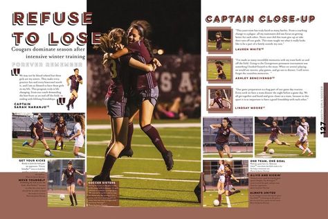 Xc Yearbook Spreads, Homecoming Court Yearbook Spreads, Yearbook Page Design, Buy A Yearbook Poster Ideas, Yearbook Template Ideas, Creative Yearbook Spreads, Yearbook Layouts Templates Aesthetic, Yearbook Sports Pages, Vintage Yearbook Themes