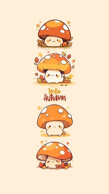 Fall Wallpaper Aesthetic Iphone, Fall Wallpaper Aesthetic, Helloween Wallpaper, Fall Drawings, Mushroom Wallpaper, Images Kawaii, Healthy Advice, Cute Animal Drawings Kawaii, Cute Doodles Drawings