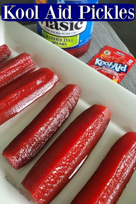 Pickle Snacks Ideas Easy, Kool Aid Pickles, Crockpot Applesauce Recipe, Table Snacks, Kool Aid Flavors, Strange Food, Pickled Foods, Barbecue Recipe, Crockpot Applesauce