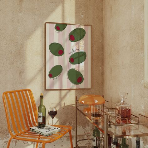 Art prints for those who daydream about Italian summers 365 days a year 🍊🥂🌞🍅 〰️ #italianart #foodillustration #buonappetito #ladolcevita #wallprints #kitchendecor #homeideas #gallerywallinspo Modern Italian Decor, Home Decor Ideas Dining Room, Kitchen Decor Aesthetic, Olive Art, Italian Poster, Apartment Wall Art, Italian Posters, Kitchen Artwork, Aesthetic Wall Art