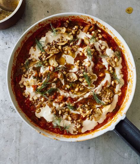 Ottolenghi Test Kitchen Burnt Aubergine and Tomato | Shelf Love Yotam Ottolenghi Recipes, Aubergine Recipe, Tahini Recipe, Ottolenghi Recipes, Tomato Pasta, Latest Recipe, Inspired Recipes, Roasted Veggies, Test Kitchen