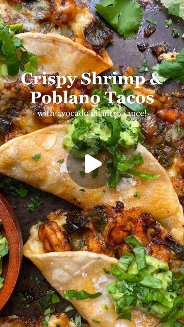 Shrimp Poblano, Poblano Tacos, Kalefornia Kravings, Tacos Gobernador, Seasoned Shrimp, Raw Shrimp, Poblano Pepper, Cheese Corn, Crispy Tacos