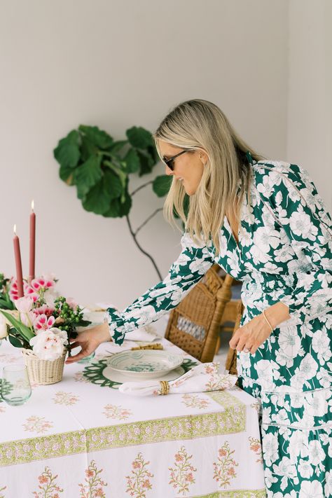 Tablecloth + Napkins: Just Darviny / Placmats: Lucy's Market / Dishes: Hummingbird Homee / Glassware: Estelle Colored Glass via Smith's of Dublin / Napkin Rings: Chefanie / Candlestick Holders: West Elm / Wicker Planters: Amanda Lindroth / Dresses: Tuckernuck Tablecloth Napkins, Amanda Lindroth, Wicker Planter, West Elm, Candlestick Holders, Tablescapes, Napkin Rings, Dublin, Colored Glass