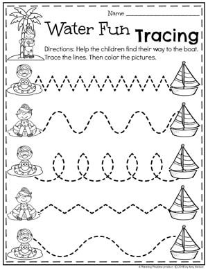 Preschool Summer Worksheets - Water Fun Tracing Worksheets #preschool #summerpreschool #preschoolprintables #preschoolworksheets #planningplaytime #tracingworksheets Summer Worksheets For Preschool, Water Theme Preschool, Safety Coloring Pages, Summer Preschool Activities, Pre K Worksheets, Line Tracing, Summer Worksheets, Preschool Tracing, Preschool Planning