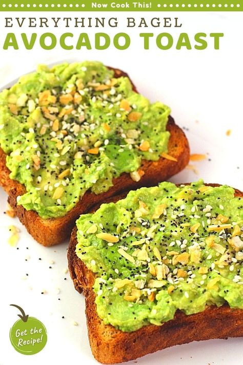 This avocado toast with everything bagel seasoning (sesame seeds, poppy seeds, dried onion and garlic, and salt) is quick, easy, filling, healthy, and absolutely delicious for breakfast or any time of the day. The combination of flavors and textures is outstanding and will have you coming back for more! Get the recipe and give it a try! Bagel Avocado, Simple Avocado Toast, Multi Grain Bread, Everything Bagel Seasoning, Avocado Toast Recipe, Bagel Seasoning, Mashed Avocado, Time Of The Day, Soft Boiled Eggs