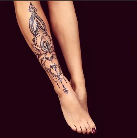 Tato Mandala, Shin Tattoo, Leg Tattoos Women, Tattoos For Daughters, Sleeve Tattoos For Women, Half Sleeve Tattoo, Trendy Tattoos, Foot Tattoos, Sleeve Tattoo