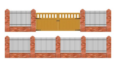 Wooden Gate, Brick Fence, Dragon Maid, Brick And Wood, Wooden Gates, Paper Work, Roofing Sheets, Create Digital Product, Picket Fence