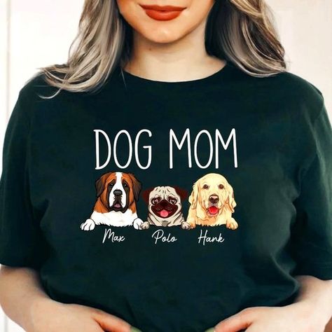 Dog Mom Perfect Personalized Tees Shirt Black Cotton Dog Print Top, Black Cotton Top With Dog Print, Personalized Tee Shirts, Dog Mom Shirt, Custom Tees, Mom Shirt, Personalized T Shirts, Easy Steps, Mom Shirts