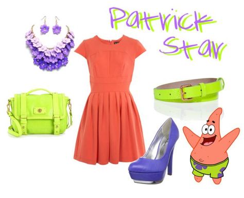 Patrick Star inspired outfit Patrick Star Inspired Outfits, Star Inspired Outfits, Spongebob Fashion, Spongebob Outfit, Summer Outfits 2017, Star Outfit, Disney Bounds, Chalk Wall, Summer School Outfits