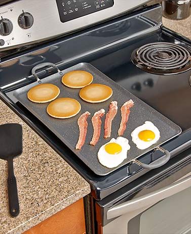 Nonstick Double-Burner Griddles Stove Top Griddle, Bacon Pancakes, Stove Burner Covers, Prepared Eggs, Flat Top Griddle, Flat Top Grill, Electric Griddle, Double Burner, Griddle Cooking