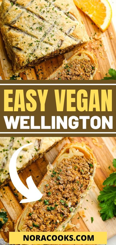 Vegan Beef Wellington Recipe, Vegan Beef Wellington, Vegan Wellington Recipe, Lentil Wellington, Wellington Recipes, Veggie Wellington, Ground Beef Mushrooms, Vegetable Wellington, Vegetarian Wellington