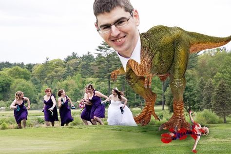 2000s Wedding, Worst Wedding Photos, Bad Wedding, Weird Wedding, A Dinosaur, Photoshop Art, Spoiler Alert, Wedding Picture, Couple Posing