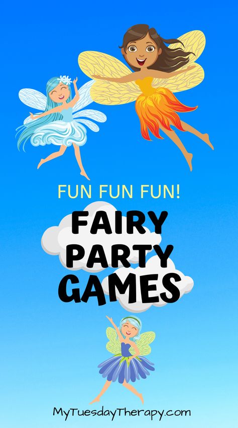 Fairy Themed Games, Fairy Bday Party Games, Fairy Tale Birthday Party Games, Fairy Obstacle Course, Fairy Tale Party Games, Fairy Tea Party Activities, Pin The Wings On The Fairy Game, Fairy First Birthday Party Games, Fairy Party Games Activities