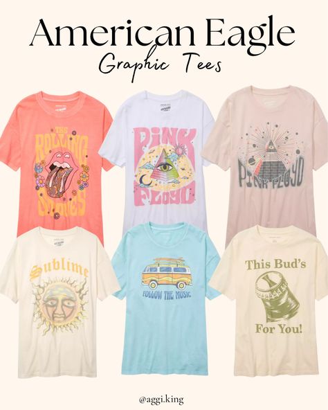 Rolling Stones Shirts, Preppy Graphic Tees, Izzie Core, Rolling Stone Shirt, Oversized Graphic Shirt, First Day Of School Fits, Skincare Preppy, Rolling Stones Shirt, Eagle Graphic Tee