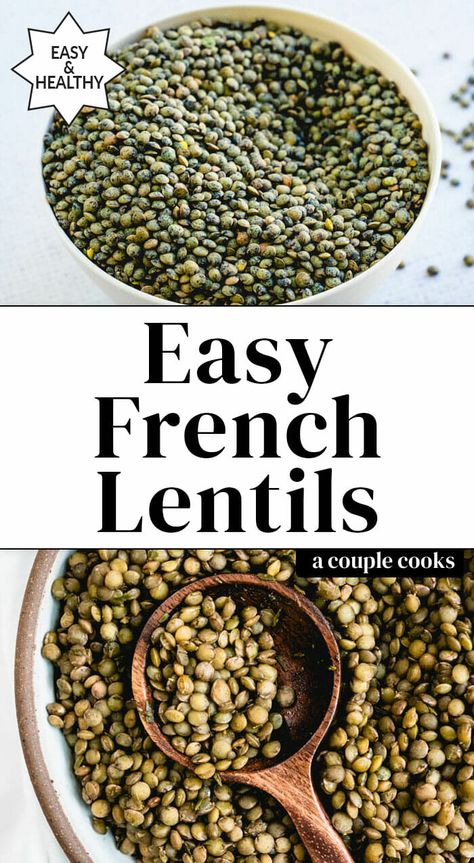 French lentils hold their shape when cooked, making them perfect for salads and side dishes. Here's a basic recipe for how to cook them! #frenchlentils #lentilrecipes #howtocooklentils #plantbased #wholefoodplantbased Lentils Nutrition, Lentils Benefits, How To Cook Lentils, Vegan Brunch Recipes, French Green Lentils, French Lentils, Vegan Brunch, Vegetarian Cookbook, French Lifestyle