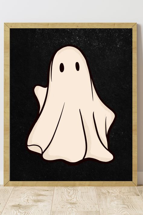 Halloween Printable Wall Art Add a spooky spin on your vintage decor with this cute waving ghost Vintage Ghost Illustration, Vintage Halloween Ghost, Vintage Halloween Printables, Vintage Ghost, Halloween Printable, Halloween Printables, Cute Ghost, Halloween Art, Halloween Ghosts