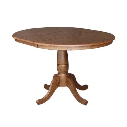 Ophelia & Co. Mossman Extendable Rubberwood Solid Wood Pedestal Dining Table | Wayfair Wood Pedestal Dining Table, Traditional Table Setting, Round Extendable Dining Table, Dining Table With Leaf, Ladder Back Chairs, Circular Table, Wood Pedestal, 5 Piece Dining Set, Extension Dining Table