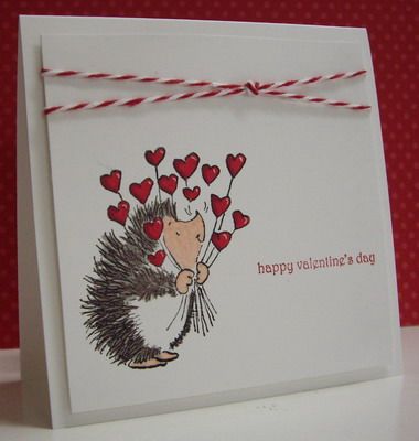 Hi everyone.  My last Valentine's Day card for this year! :)  I have now made all my cards for my sweethearts (Gord, Evan, Nikki and Je... Valentine Card Ideas Handmade, Stampin Up Valentines Day Cards, Valentines Cards Ideas, Valentines Cards Diy, Hedgehog Valentine, Creative Valentine Cards, Black Hedgehog, Valentines Day Cards Diy, Valentines Day Cards Handmade