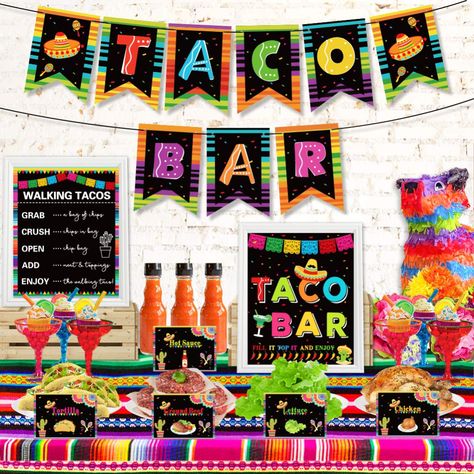 Mexican Fiesta Party Decorations, Mexico Bachelorette Party, Taco Bar Party, Bar Banner, Walking Tacos, Mexican Fiesta Party, Baby Shower Items, Fiesta Party Decorations, Mexican Party Theme