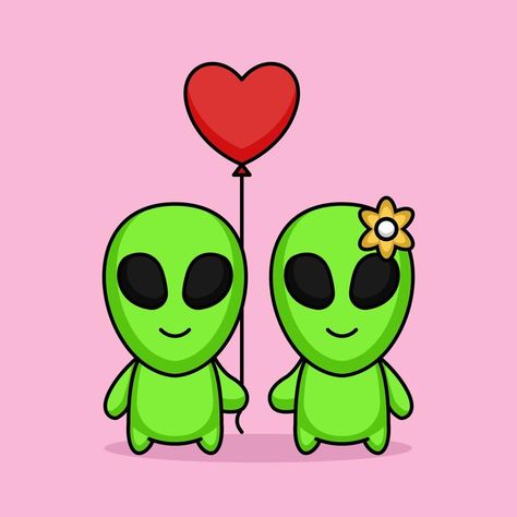 alien couple valentine Alien Love Couple, Alien Couple Art, Alien Cute Drawing, Alien Valentines, Alien Boyfriend, Alien Couple, Alien Love, Alien Vector, Alien Pictures