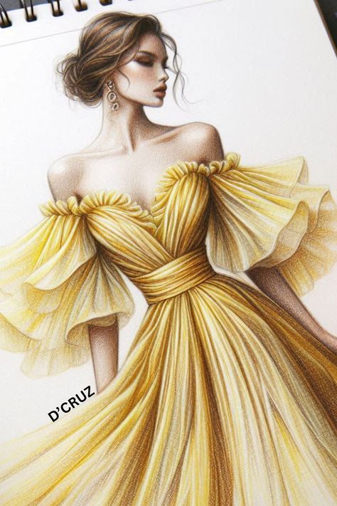 This flawless dress fashion illustration showcases the perfect balance between elegance and modern design. Ideal for fashion lovers and designers seeking inspiration for their next collection. Save this sketch to bring your creative ideas to life! Dress Fashion Sketch, Fashion Illustration Ideas, Dress Design Drawing, Illustration Ideas, Fashion Illustration Dresses, Fashion Sketch, Sketch Inspiration, Whimsical Fashion, Fashion Illustrations