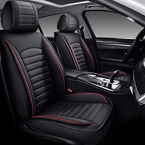 Amazon.com: OMOKA AUTO Car Seat Covers with Waterproof Leather,Vehicle Cushion Cover for Cars SUV Sedan Pick-up Truck Universal Fit Set for Most Cars (Black-Red, 5 Sets Full Seat) : Automotive Cars Black, Cars Suv, Truck Seat Covers, Car Seat Protector, Leather Car Seat Covers, Leather Car Seats, Leather Seat Covers, Car Seat Cover Sets, Car Seat Cushion