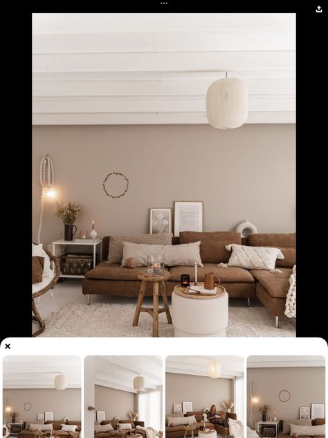 Mocha Living Room, Home Interior Ideas, Bedroom 2024, Brown Couch Living Room, Living Room Wall Color, Japandi Living, Room Wall Colors, Brown Couch, Beige Living Rooms