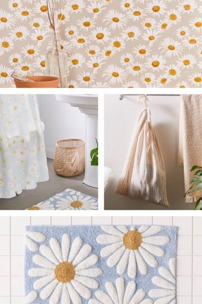 Daisy Bathroom Decor, Daisy Bathroom Ideas, Cute Bathroom Themes, Girl Bathrooms, Themed Bathroom, Bathroom Themes, Girls Bathroom, Bathroom Inspo, Bathroom Colors