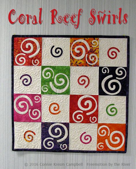 Freemotion by the River: Coral Reef Swirls Beginner Quilts, Free Quilt Tutorials, Small Wall Hangings, Batik Quilts, Star Quilt Blocks, How To Finish A Quilt, Quilted Wall Hangings, Free Quilting, Mini Quilts