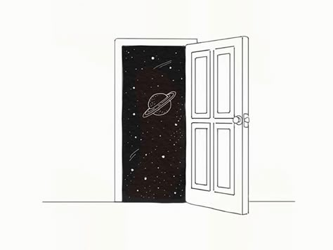 Outer Space Drawing, Space Doodles, Space Artwork, Black And White Art Drawing, Easy Doodle Art, Mini Drawings, Outline Art, Doodle Designs, Bullet Journal Doodles