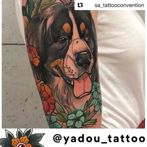 Mountain Dog Tattoo, Bernese Mountain Dog Tattoo, Dog Tattoo Ideas, Watercolor Tattoos, Tattoo Outline, Dog Tattoo, Mountain Dog, Bernese Mountain, Dog Tattoos