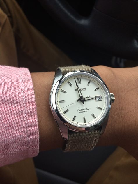 My Seiko SARB035 on canvas hodinkee strap. Seiko Sarb033, Seiko 5, Rush Hour, Buy Watches, Seiko Watches, Tic Tac, Men's Watches, Beautiful Watches, Affordable Luxury