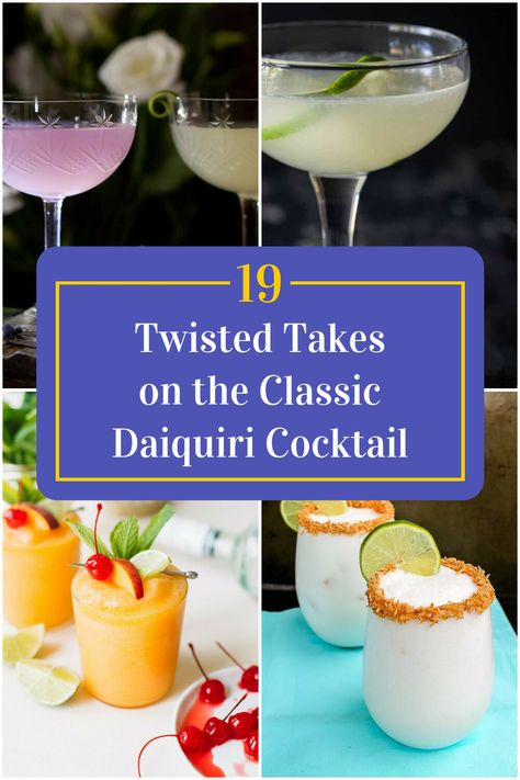 Collage of 4 daiquiri cocktails. Daiquiri Aesthetic, Classic Daiquiri, Daiquiri Bar, Daiquiri Cocktail, Alcohol Drinks, Perfect Cocktails, Adult Beverages, Daiquiri, Adult Drinks