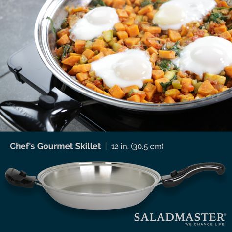 Saladmaster 12 inch Chef's Skillet Easy Skillet Recipes, Salad Master Recipes, Saladmaster Recipes, Salad Master, Safest Cookware, Electric Skillet, Easy Skillet Meals, Easy Skillet, Skillet Recipes