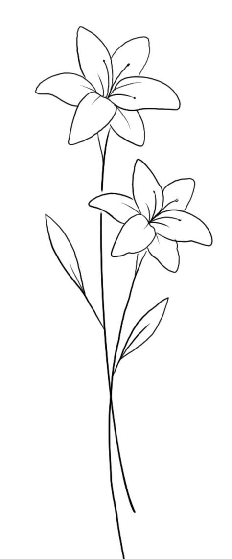 Flower Drawing Reference Simple, Tall Flower Drawing Simple, Outline Drawing Of Flowers, Flower Tattoos Simple Outline, Easy Drawings Sketches Flowers, Cute Little Flowers Drawing, Flower Lineart Simple, Sketchbook Art Inspiration Easy Step By Step, Love Symbol Drawing