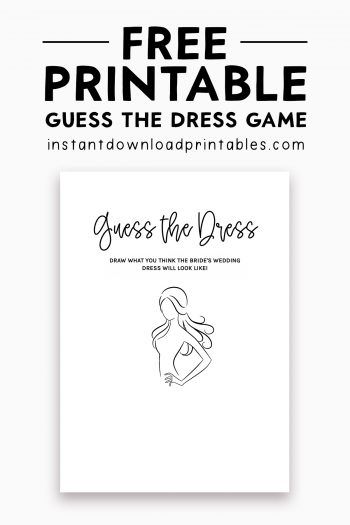 Bridal Shower Guess The Dress, Guess The Dress Free Printable, Guess The Dress Bridal Shower Game, Bridal Shower Games Free Printables, Free Bridal Shower Printables, Free Printable Bridal Shower Games, Free Bridal Shower Games, Guess The Dress, Planning Party